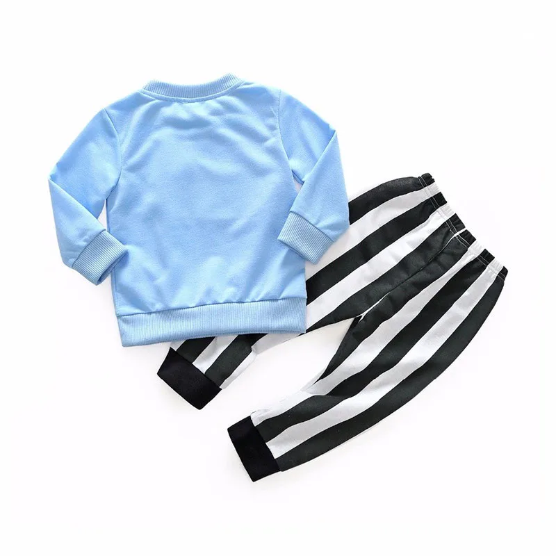 Long Sleeve Cartoon Shark Sweater Stripe Elastic Pants Outfit - Image 2