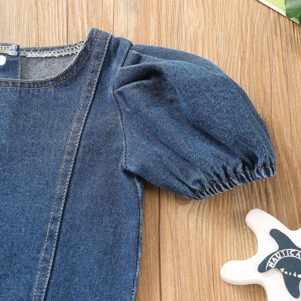 Baby Above Waist Denim Button Shirt & Shorts