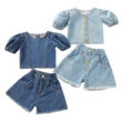 Baby Above Waist Denim Button Shirt & Shorts