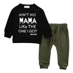 Baby Ain’t no Mama like the One I Got Letter Print Sweater & Jogger Pants Long Sleeve