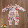 Baby Flower Pattern Zipper Romper Long Sleeve