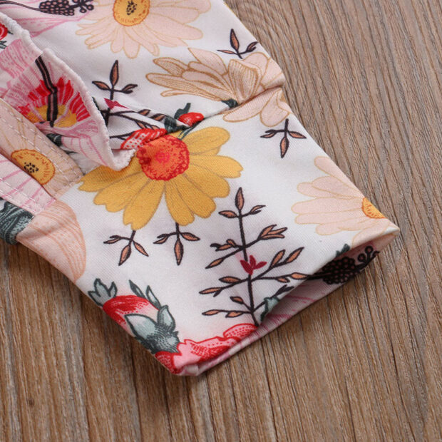 All-Over Flower Pattern Zipper Romper Long Sleeve - Image 4