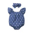 All Over Hearts Pattern Romper with Ribbon Headband Sleeveless