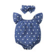 All Over Hearts Pattern Romper with Ribbon Headband Sleeveless