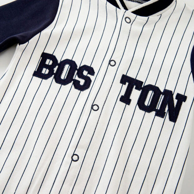 All Star Baseball Jersey Long Sleeves Buttons Playsuit Jumpsuit - Image 3
