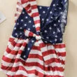 Sleeveless American Flag Open Back Romper with Star Star Pattern Headband - Image 3