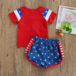 Baby American National Flag Pullover Shirt & Shorts Outfit