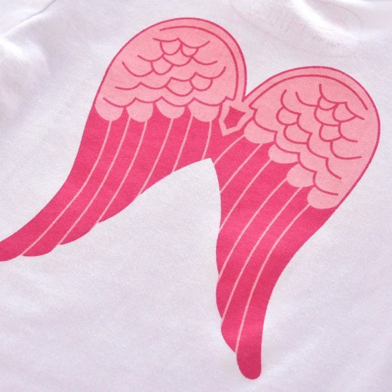 Baby Girl's Angel Wing Shirt Short Sleeve Text Print and Ruffled Laced Short Dress - Image 4