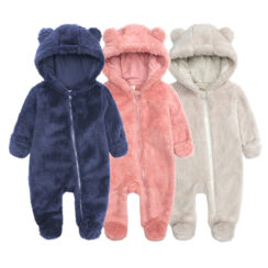 Animal Design Hoodie Footie Outerwear Fleece Zipper Romper Long Sleeve with Hand Cover