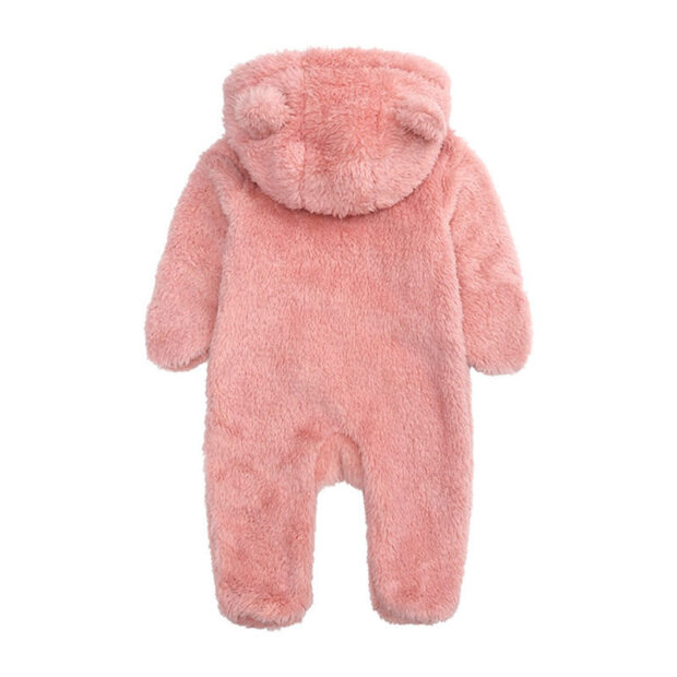 Animal Design Hoodie Footie Outerwear Fleece Zipper Romper Long Sleeve with Hand Cover - Image 2