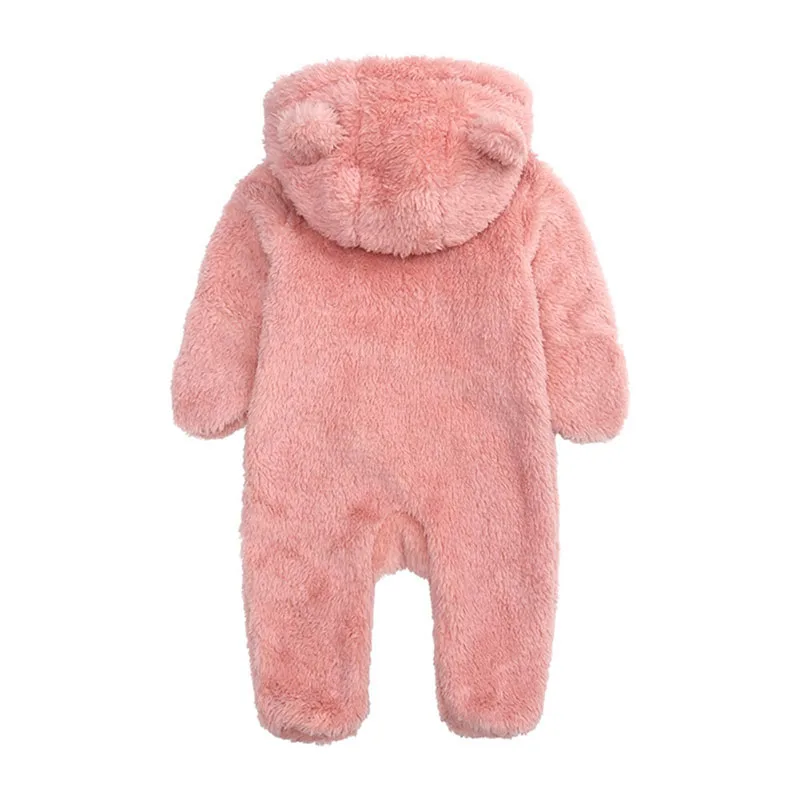 Animal Design Hoodie Footie Outerwear Fleece Zipper Romper Long Sleeve with Hand Cover - Image 2