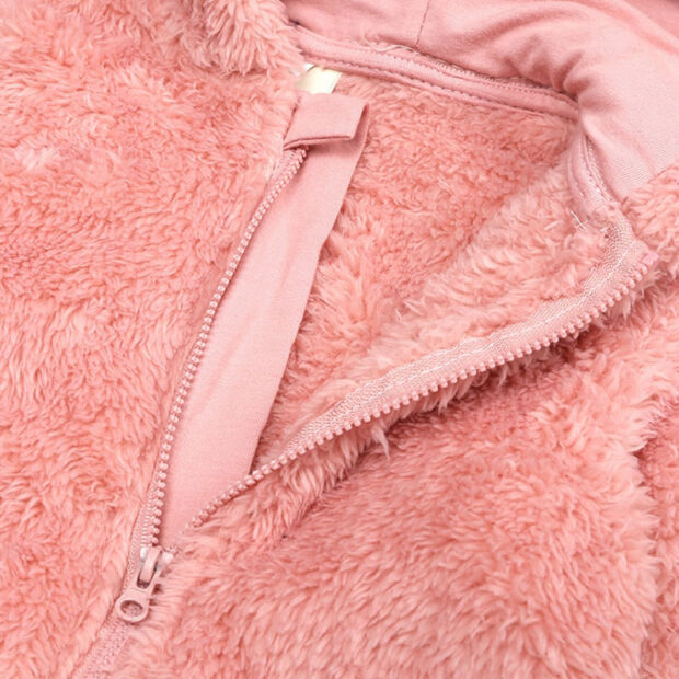 Animal Design Hoodie Footie Outerwear Fleece Zipper Romper Long Sleeve with Hand Cover - Image 4