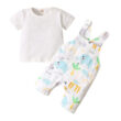 Animal Design Overalls with Plain T-Shirt Short Sleeve Outfit