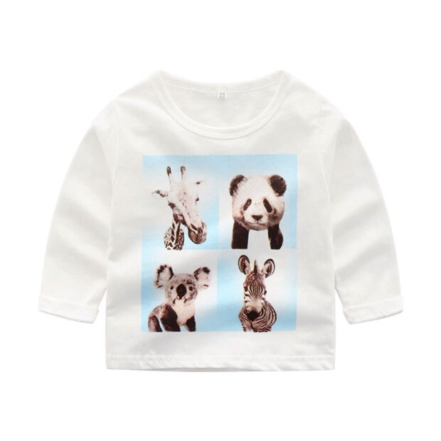 Baby Animal Panda Koala Print Tee Shirt, Elastic Pants Long Sleeve 2 pcs Outfit - Image 2