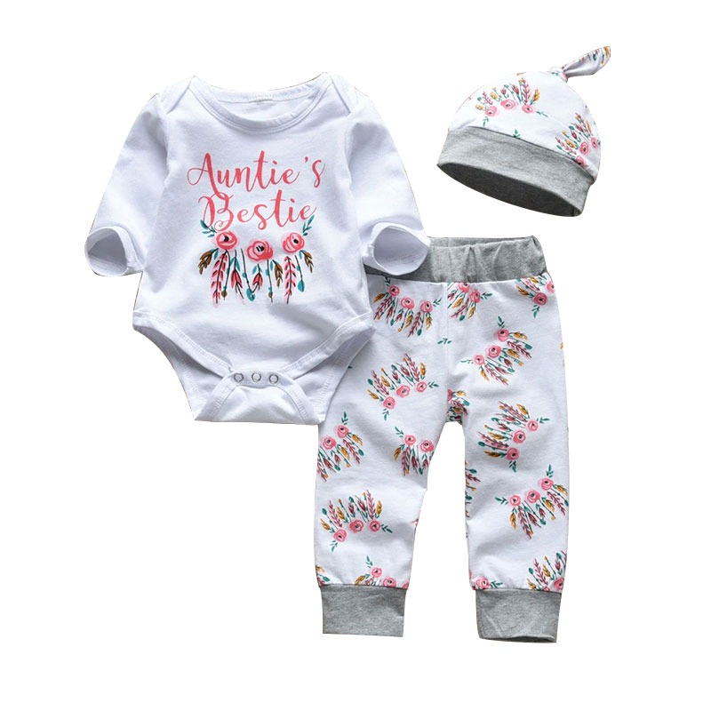 Auntie's Bestie Onesie & Floral Pants Outfit - MyLoveHoney Baby Clothing