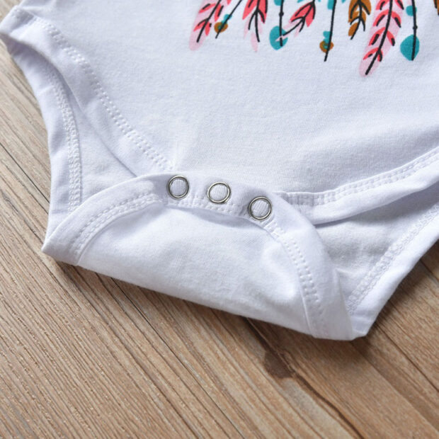 Baby Girl Auntie's Bestie Text Print Onesie, Floral Pants, Beanie Hat - Image 5