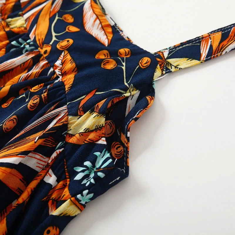 Baby Girl Autumn Leaf Pattern Beachwear Sun Dress Sleeveless - Image 3