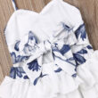 Baby Blue Flower Pattern Halter Romper