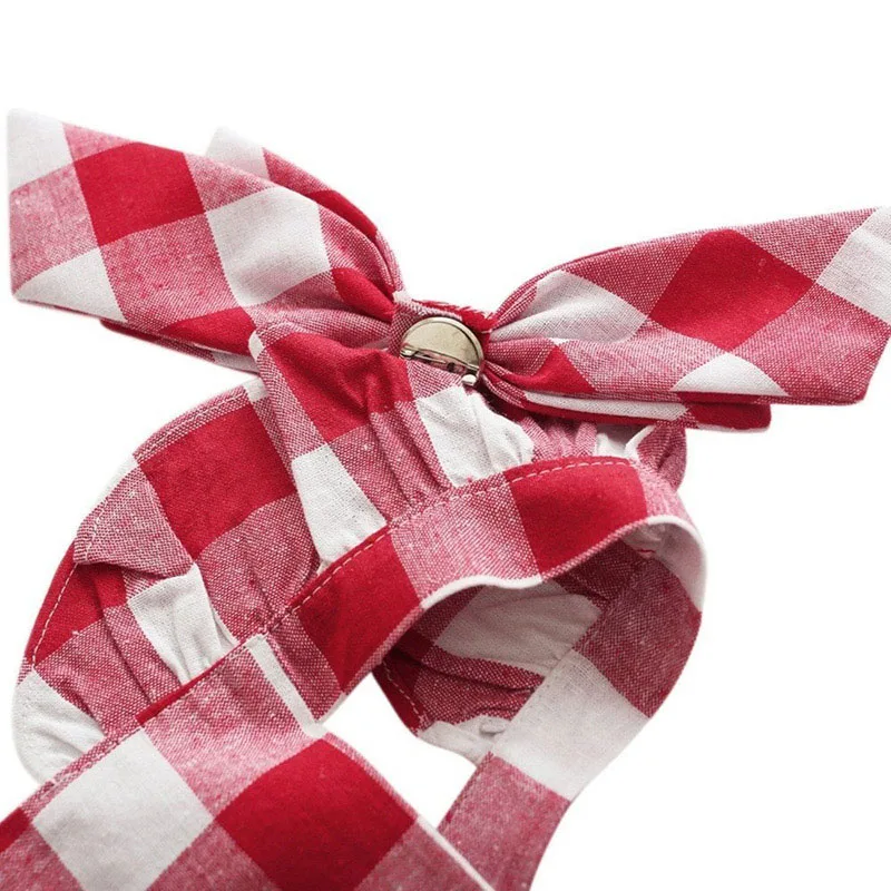 Baby Checkered Pattern Backless Overall Ribbon Onesie Bodysuit for Girls - Image 4