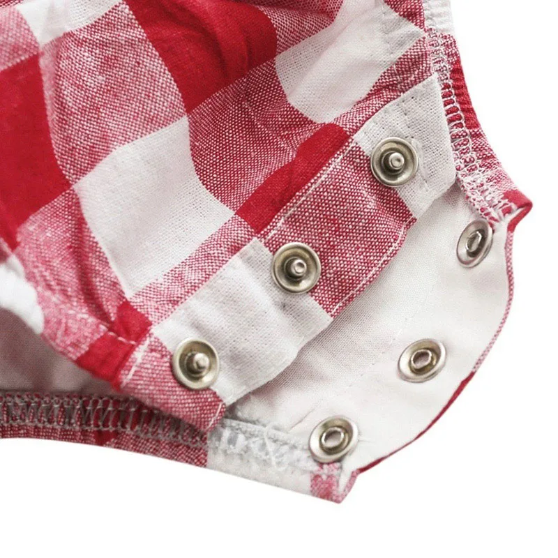 Baby Checkered Pattern Backless Overall Ribbon Onesie Bodysuit for Girls - Image 6