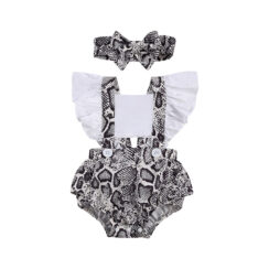 Baby Snakeskin Print Romper with Headband