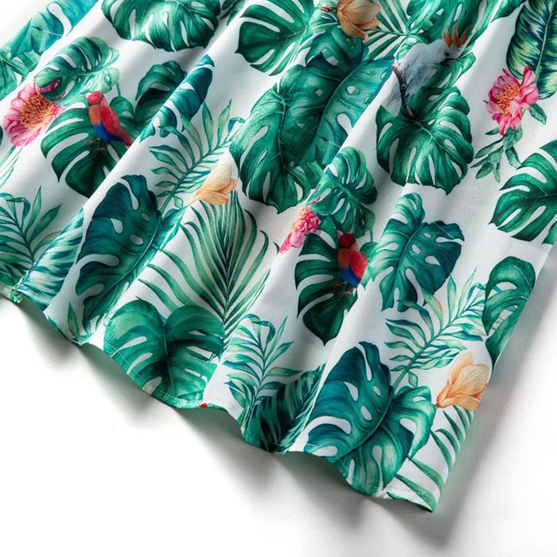 Toddler Girl Banana Leaf Pattern Off Shoulder Dress Sleeveless - Image 4