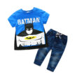 Toddler Cartoon Batman Print T-Shirt & Denim Pants