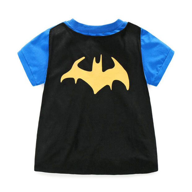 Toddler Cartoon Batman T-Shirt with Cape & Denim Jeans - Image 3