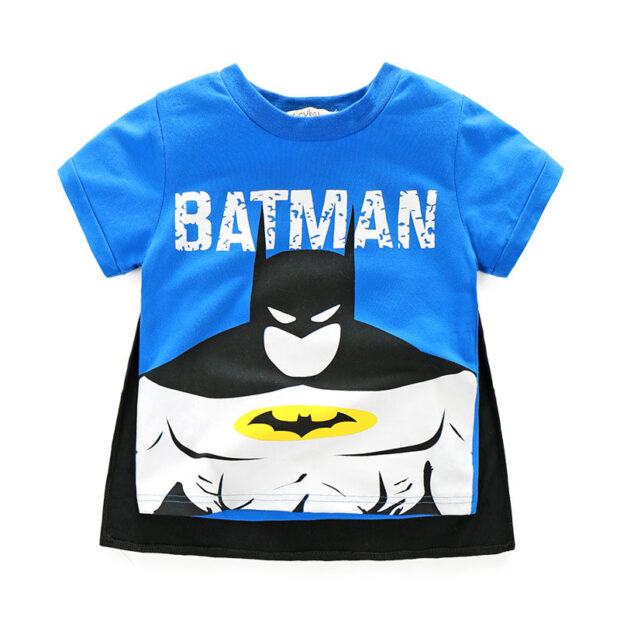 Toddler Cartoon Batman T-Shirt with Cape & Denim Jeans - Image 2