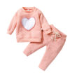 Baby Beaded Heart Pattern Sweatshirt & Pants Outfit