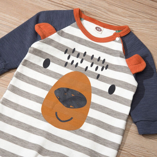 Bear Design Footie Pajamas Romper Long Sleeve - Image 3