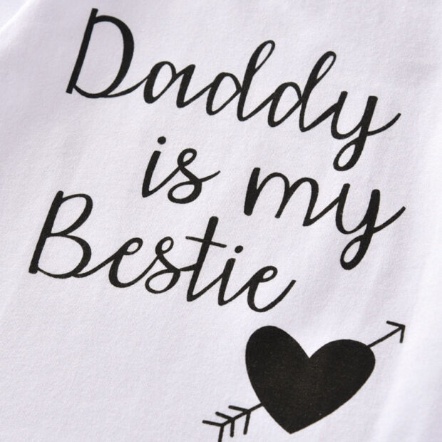 Best Dad Quote Long Sleeves Fruit Print Outfit with Headband - Image 3