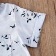 Baby Black Birds Print Button Shirt & Khaki Shorts Outfit