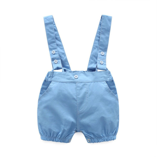 Short Sleeves Collar Shirt & Matching Outfit Suspenders Pants - Image 9