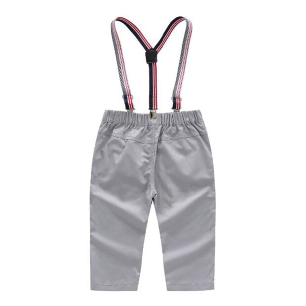 Baby Boy Bow Tie Button Shirt, Suspenders Belt Pants 2 pcs - Image 7