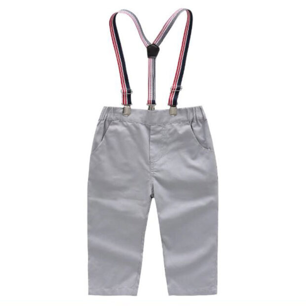 Baby Boy Bow Tie Button Shirt, Suspenders Belt Pants 2 pcs - Image 6