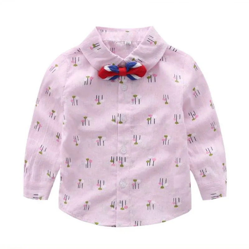 Baby Boy Bow Tie Button Shirt, Suspenders Belt Pants 2 pcs - Image 2