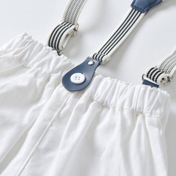 Baby Boy Checker Polo Suspenders Set