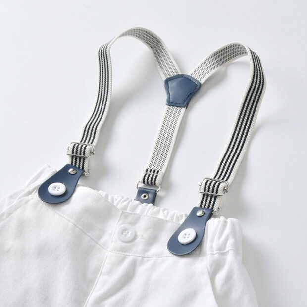 Baby Boy Checker Polo Suspenders Set