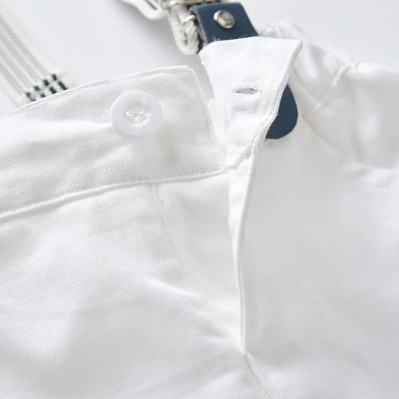 Baby Boy Bow Tie Checkered Polo Onesie, Suspenders Shorts 4 pcs Outfit - Image 11