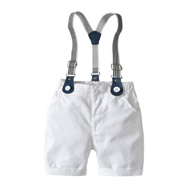 Baby Boy Checker Polo Suspenders Set