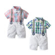 Baby Boy Checker Polo Suspenders Set
