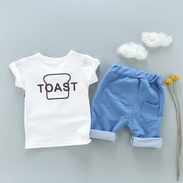 Bow Tie Pull Over Top with Vest & Elastic Shorts Short Sleeve Outfit - Image 2