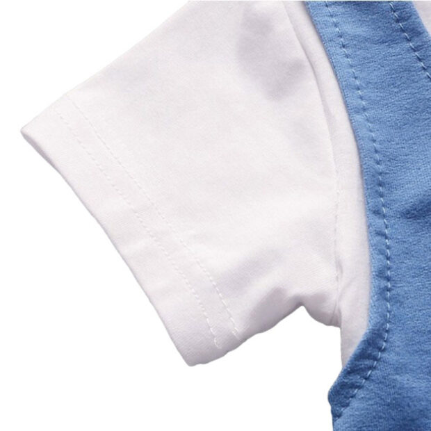 Bow Tie Pull Over Top with Vest & Elastic Shorts Short Sleeve Outfit - Image 5