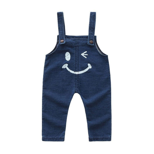 Baby Bow Tie Stripe T-Shirt & Wink Face Denim Overall Pants for Boys & Girls - Image 7