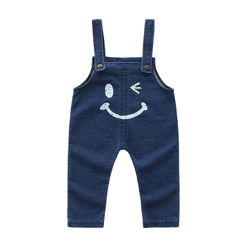 Baby Bow Tie Stripe T-Shirt & Wink Face Denim Overall Pants for Boys & Girls - Image 7