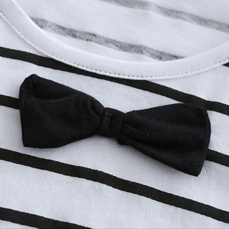 Baby Bow Tie Stripe T-Shirt & Wink Face Denim Overall Pants for Boys & Girls - Image 6