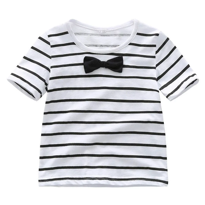 Baby Bow Tie Stripe T-Shirt & Wink Face Denim Overall Pants for Boys & Girls - Image 3