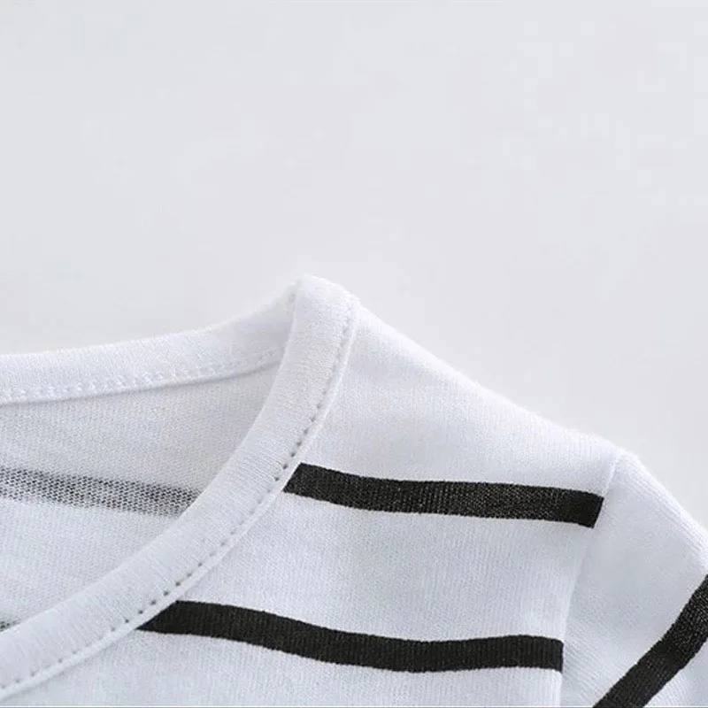 Baby Bow Tie Stripe T-Shirt & Wink Face Denim Overall Pants for Boys & Girls - Image 5