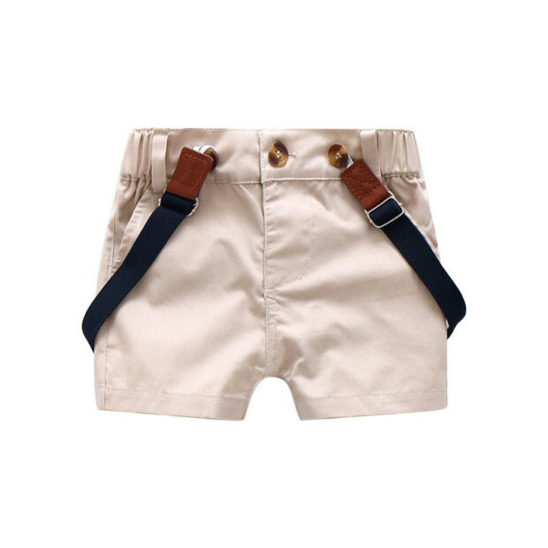 Baby Business Suit Bow Tie Polo Button Onesie Bodysuit & Suspender Shorts for Boys - Image 5